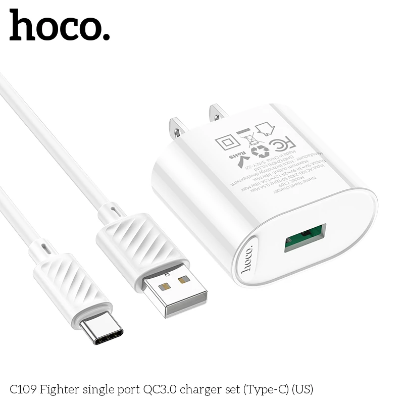 Power Charger Hoco C109 18W (QC/FCP/AFC) Set Type-C