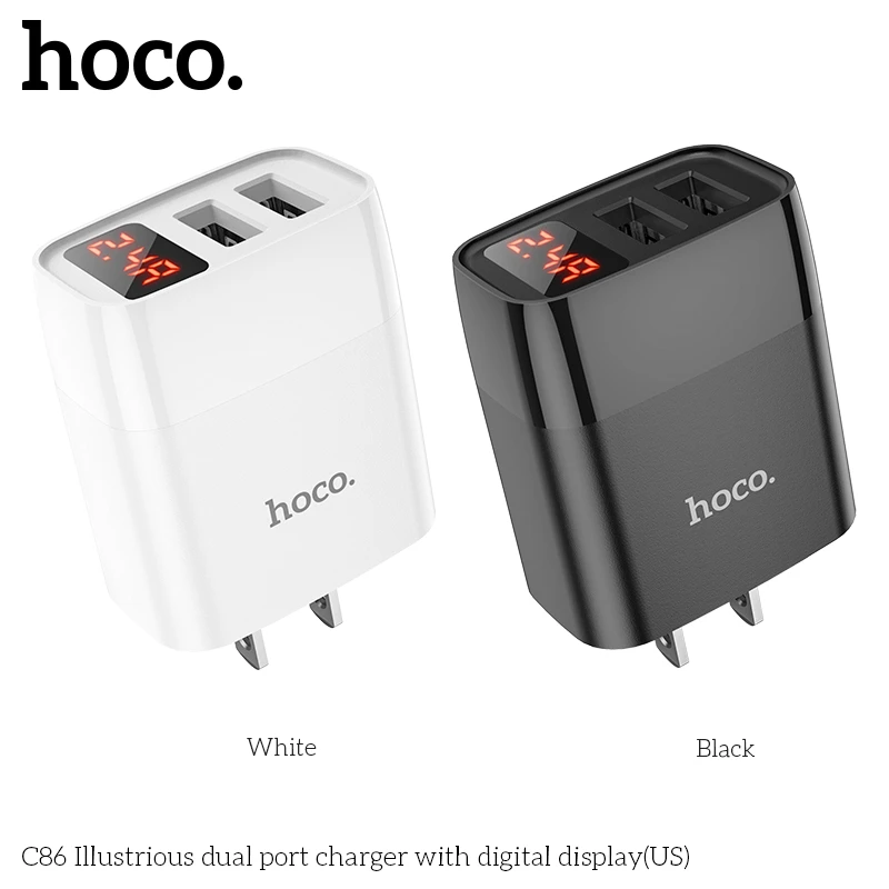 Power Charger Hoco C86 LED Display Dual USB