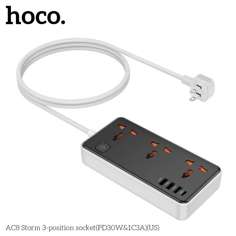 Power Strip hoco AC8 3 Socket PD30W/1C3A