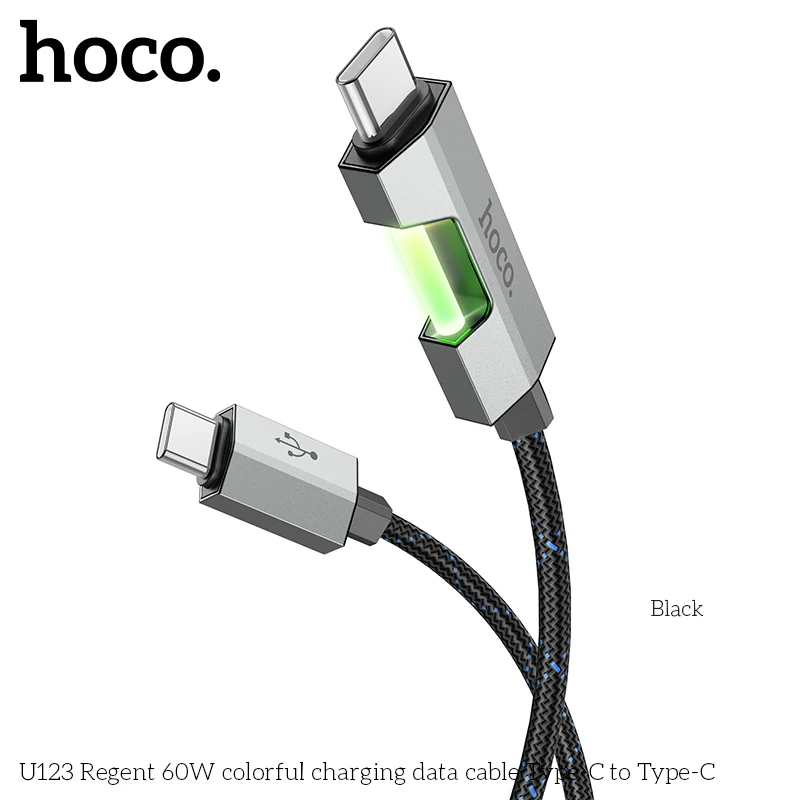 Cable Charger hoco U123 Colorful Type-C to Type-C