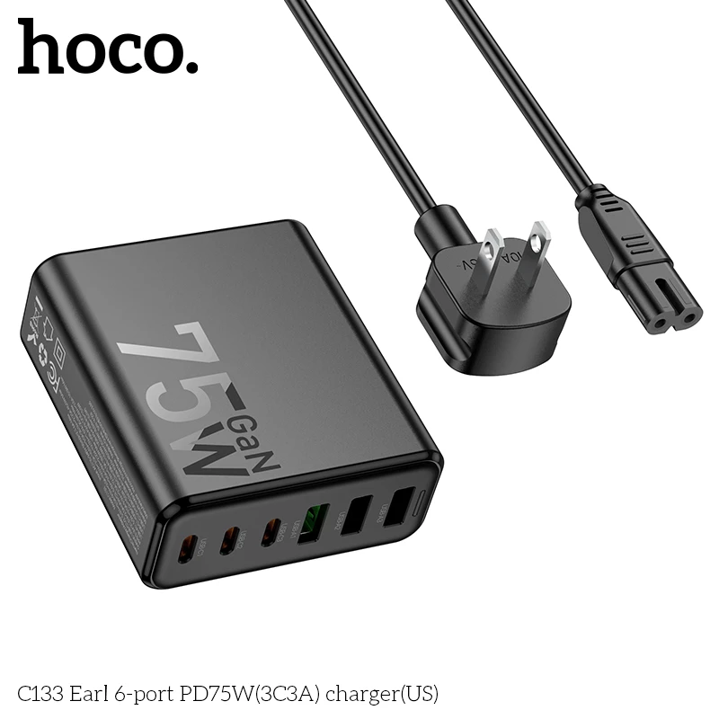 Power Charger PD75W hoco C133 (6Port)