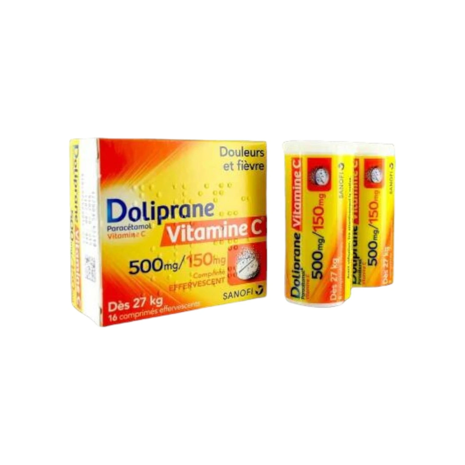 Doliprane 500mg + VitaminC 150mg 16Com Effe x 2Tube/Box (CP)