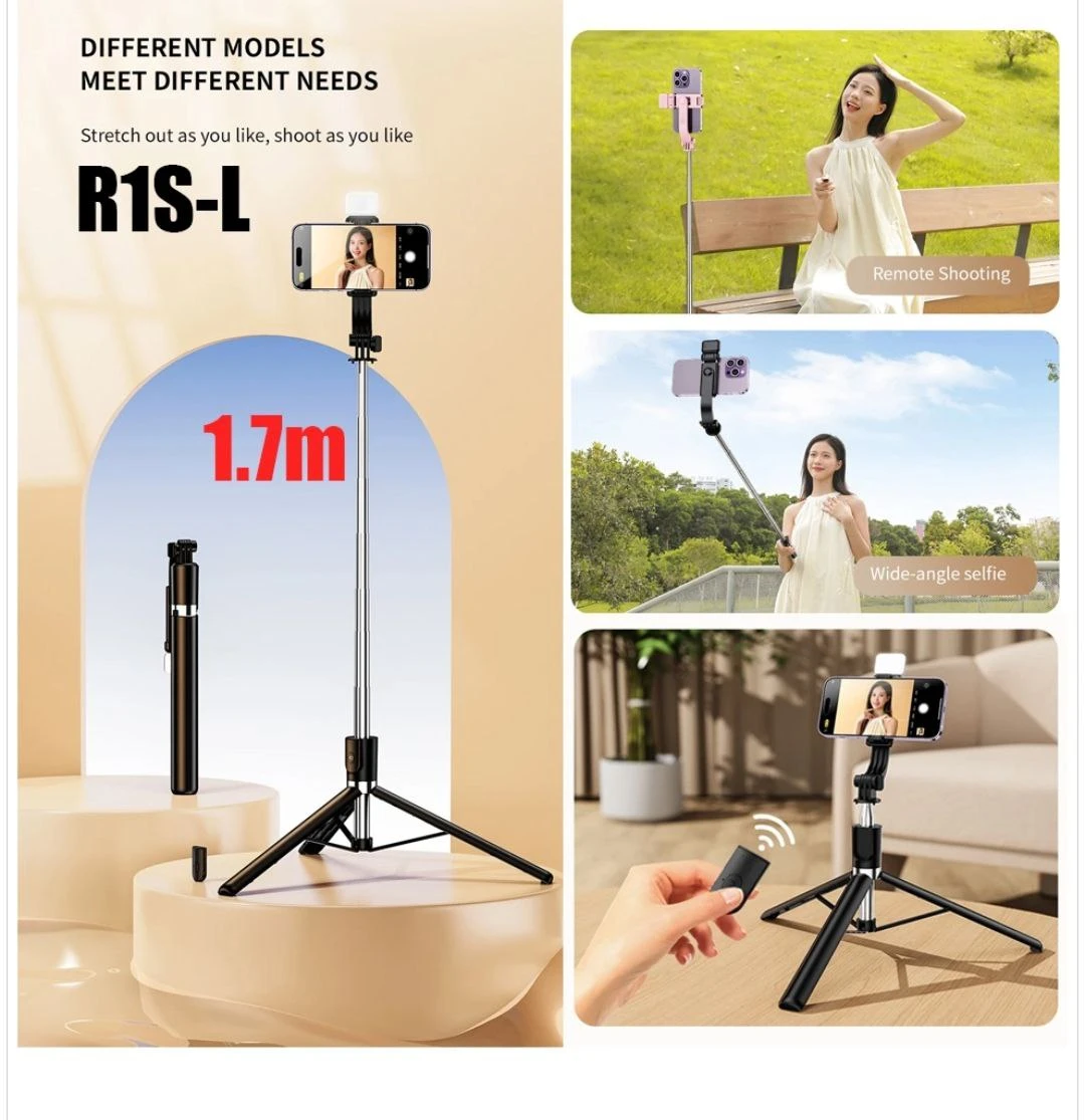 Selfie Stick Tripod+Remote+LED R1S-L 1.7m