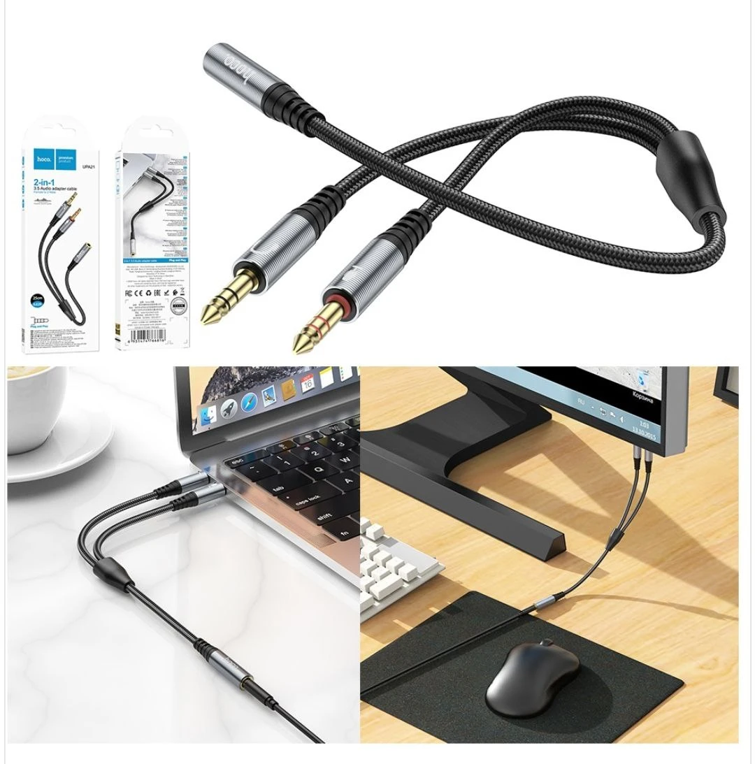 Converter AUX 2 Male to female hoco UPA21 2in1