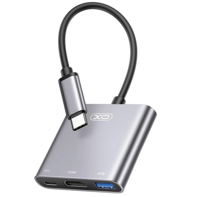 Converter Type-C to HDMI+USB3.0+PD XO HUB011 3in1
