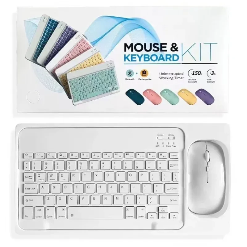 Keyboard + Mouse Bluetooth Wireless - ប្រើថ្មសាក